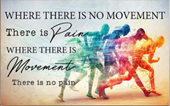 L'immagine può contenere: il seguente testo "WHERE THERE IS NO MOVEMENT There is Pain WHERE THERE IS Movement There is no pain"